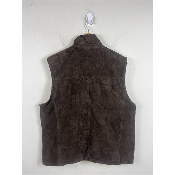 FACONNABLE Vest  XL Khaki Tan/Brown Leather Reversible Full Zip Quilted - Picture 8 of 10